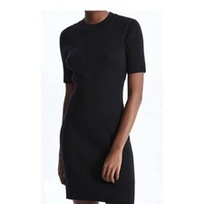 ✨ABERCROMBIE & FITCH Ribbed Knit Mock Neck Dress M Minimalist Versatile Classic