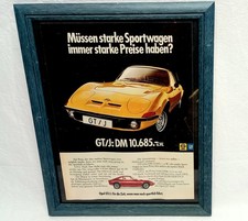 Werbung Opel GT - gerahmt Holz/Glas