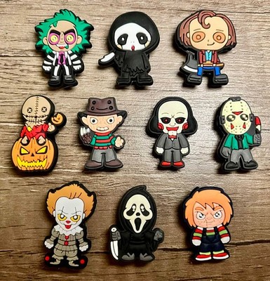 10pc Cute Cartoon Horror Movie Villain Shoe Charms for Crocs or Clogs
