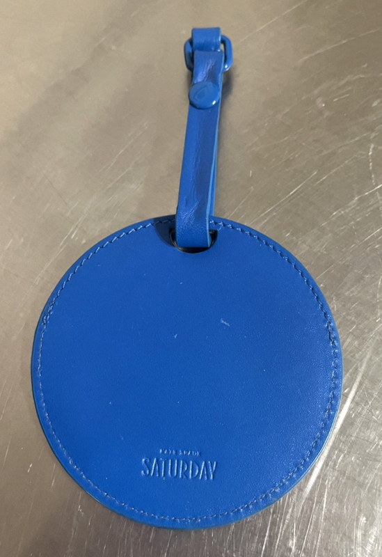 KATE SPADE Saturday Blue Round Leather Luggage Tag 