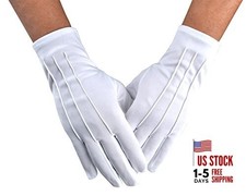 Men Police Formal Tuxedo Honor Guard Parade Nylon Cotton Gloves One Size White