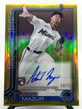 2025 Topps Chrome Rookie Autographs Adam Mazur #RA-AM Gold Refractor /50 AU, RC