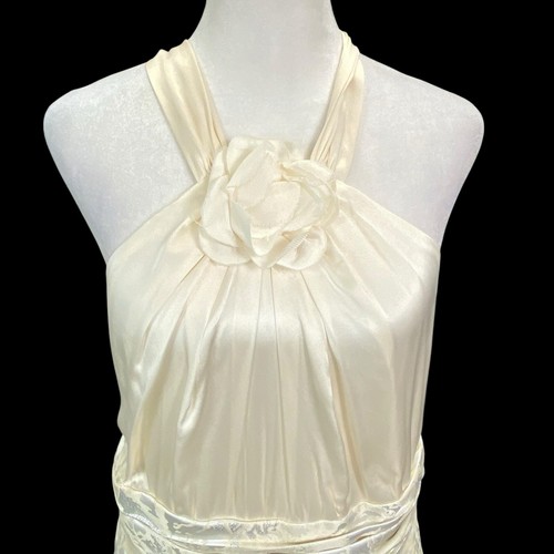 ALEXIA ADMOR Women Silk Blend Dress Size 10 Ivory Jacquard Halter Elegant 2-31 - Picture 4 of 15