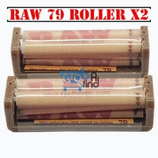 2 RAW 79 Hemp Plastic Cigarette Rolling Machines, 79mm 1¼ In. -Authentic Raw-
