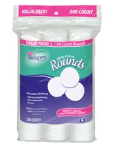 Swisspers 100 Cotton Rounds Value Pack, 300 count