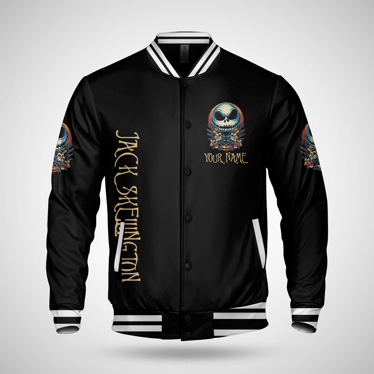 Personalized Horror Jack Skellington Nightmare Before Christmas Baseball Jacket