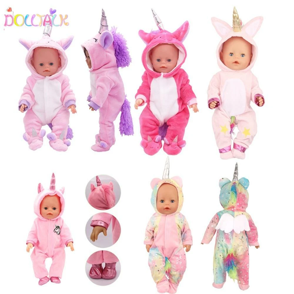 Cute Unicorn Doll Clothes Rompers Suit Doll Outfit For 18 Inch