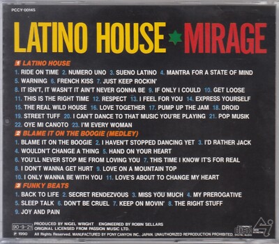 LATINO HOUSE / MIRAGE JAPAN CD OOP | eBay
