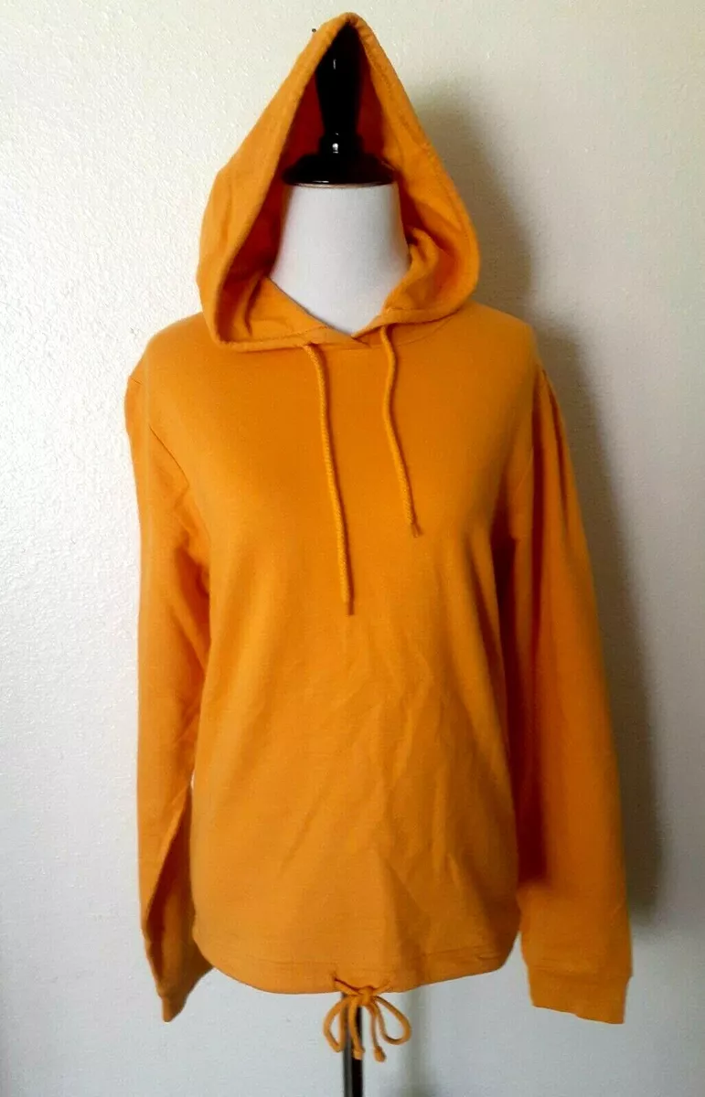 ON FIRE BRAND HOODIE PULLOVER LIGHTWEIGHT YELLOW DRAWSTRING 100
