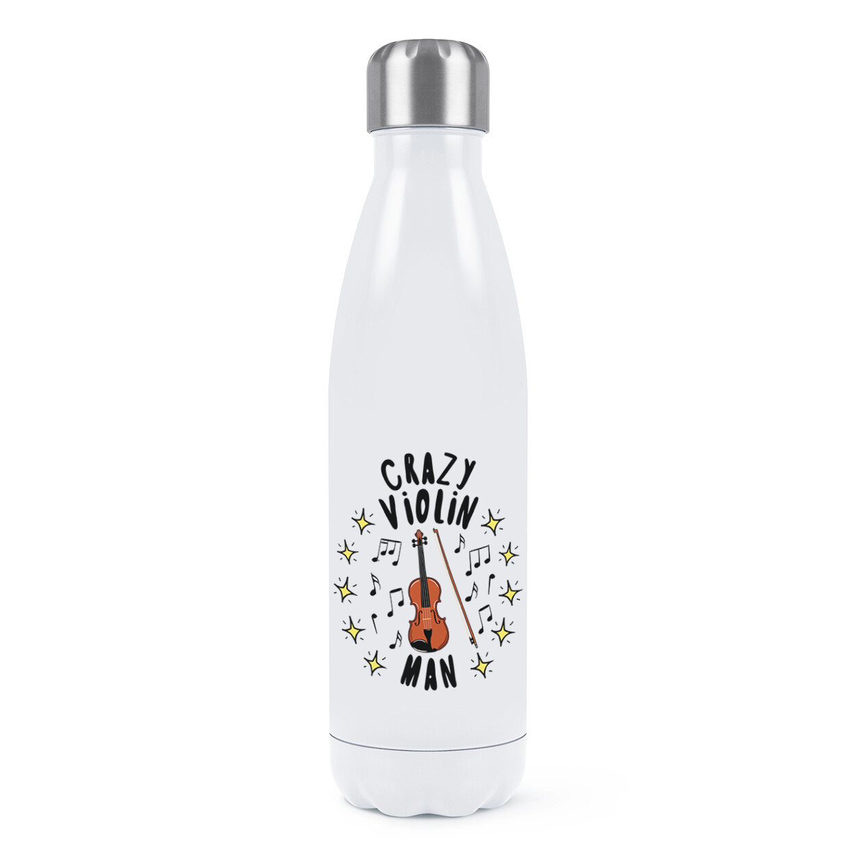 Crazy Violin Man Stars Double Wall Water Bottle Dad Fathers Day Violinist