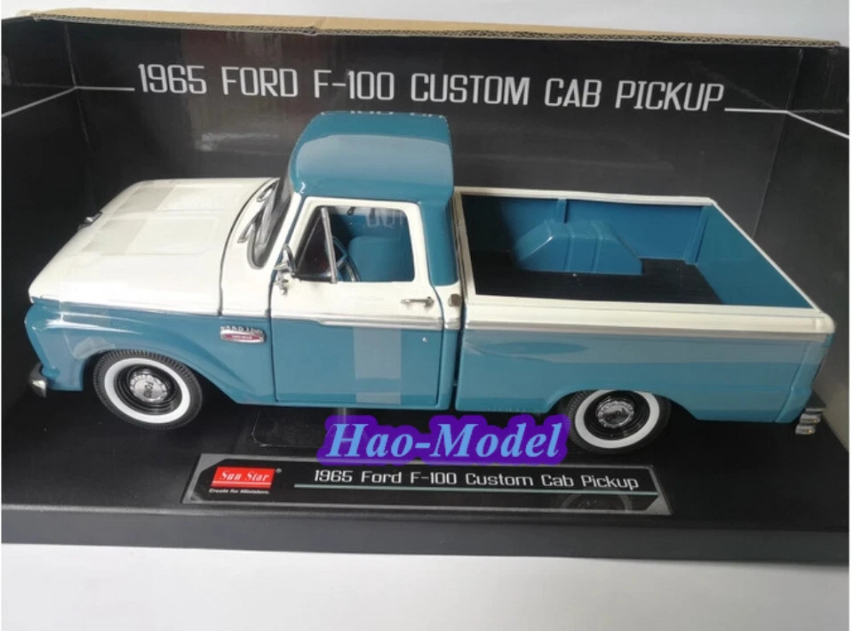 Sunstar 1:18 Ford F100 camioneta cabina personalizada 1965 modelo coche diecast pantalla de metal Foto 3 de 4