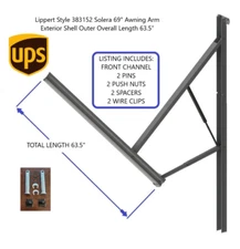 Lippert Style 383152 Solera REPLACEMENT Awning Arm Front Channel 63.5IN W/ PINS