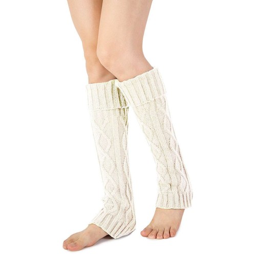1-2Pc Women Leg Warmer Crochet Knit Ribbed Knee High Solid Winter Boot Wool Sock - Picture 23 of 23
