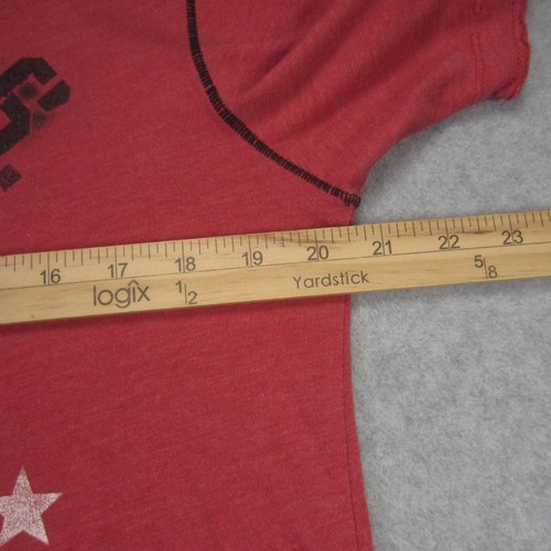 Helix Shirt Mens L Wash Red Henley Rock Shield Skull Standard US Grunge - Picture 11 of 14