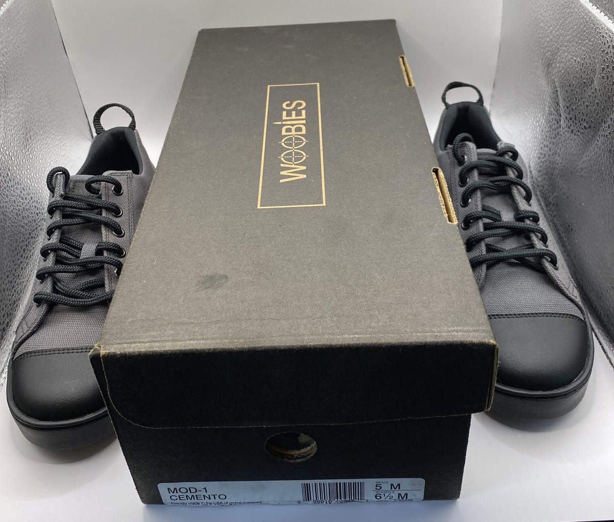 NEW ** Woobies Shoes Mod-1 Black Cemento Womens 6.5M - Mens 