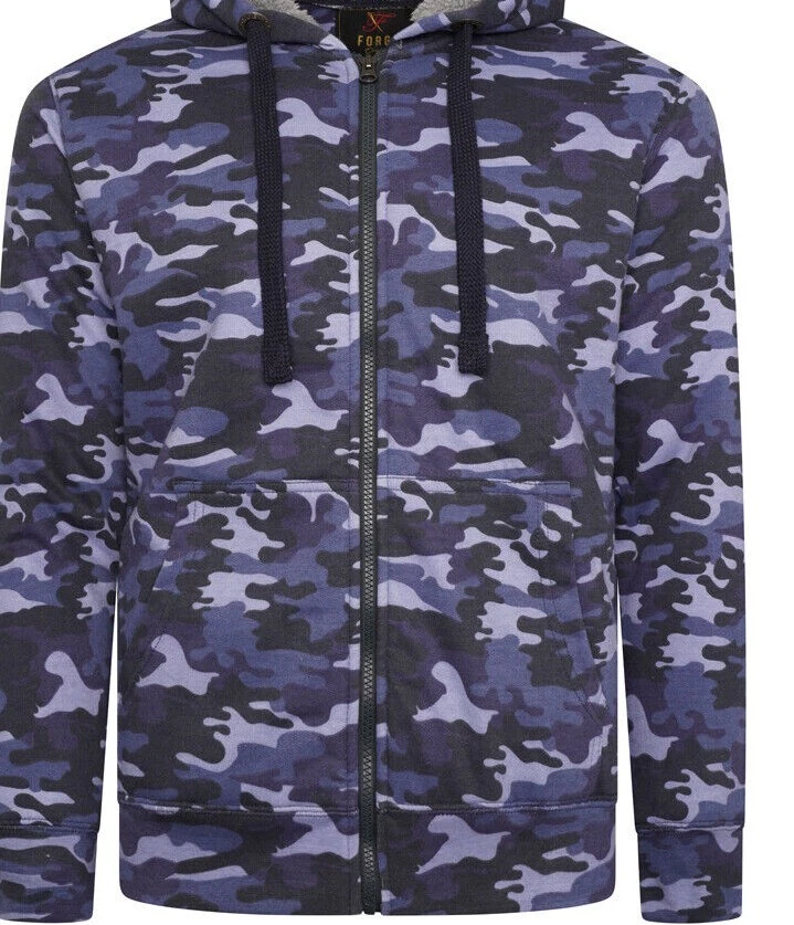 FORGE NAVY CAMO/CAMOUFLAGE PRINT HOODY 2XL to 8XL