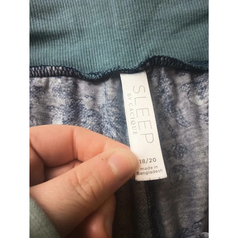 Pantalones de dormir para mujer Sleep by Cacique talla 18/20 florales azules acogedores  Foto 2 de 4