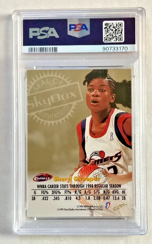 SHERYL SWOOPES 1999 SKYBOX WNBA AUTÓGRAFOS EN TARJETA AUTOMÁTICA PSA 9 NINGUNO SUPERIOR POP 8 Foto 4 de 4