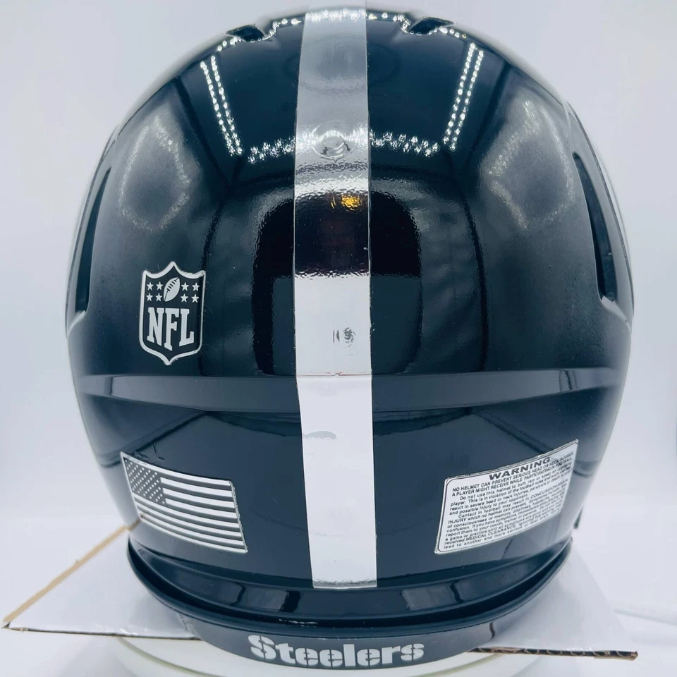 Casco Pittsburgh Steelers Personalizado Auténtico Negro Brillante con Calcomanías Cromadas y Visera Foto 3 de 4