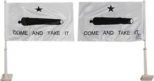 2 Pack Gonzales Come Take It White 12x18 2-Sided Rough Tex Knit Nylon Car Flag