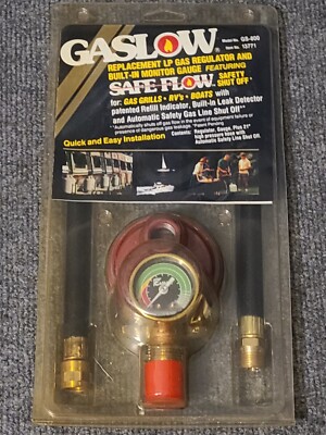 Gaslow Replacement LP Gas Regulator & Built-in Monitor Gauge W/ Shut Off NOS