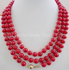 New Fashion Genuine 8mm Natural Red Coral Round Gemstone Beads Long Necklace 48"