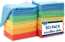 50 Pack Microfiber Cleaning Cloth, Bulk Microfiber Towel for Home, Reusable M...