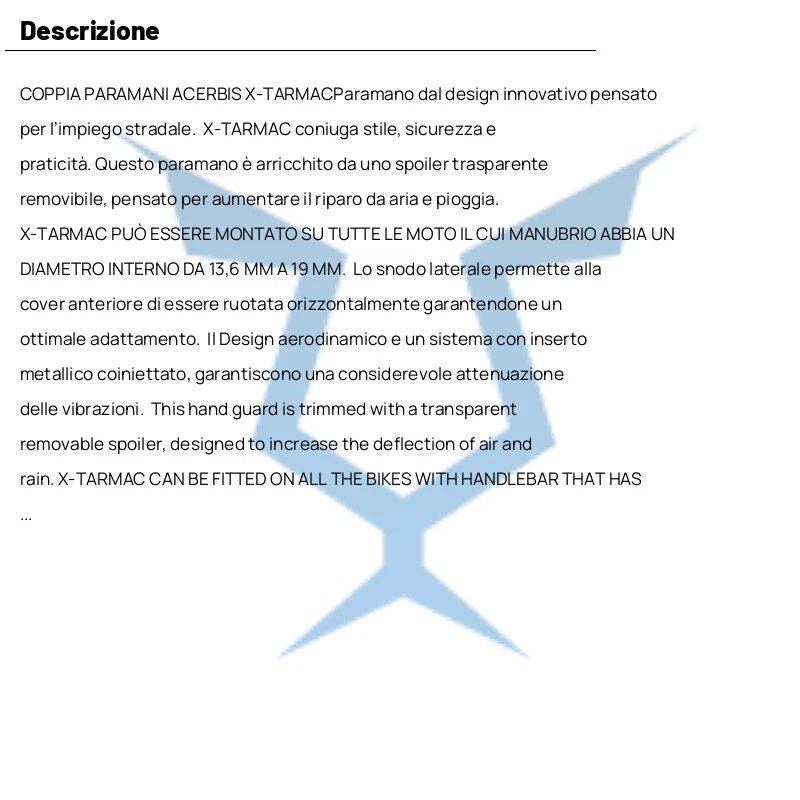 COPPIA PARAMANI SPECIFICI X-TARMAC PER APRILIA 750 DORSODURO 2008-2017 Foto 4 de 4