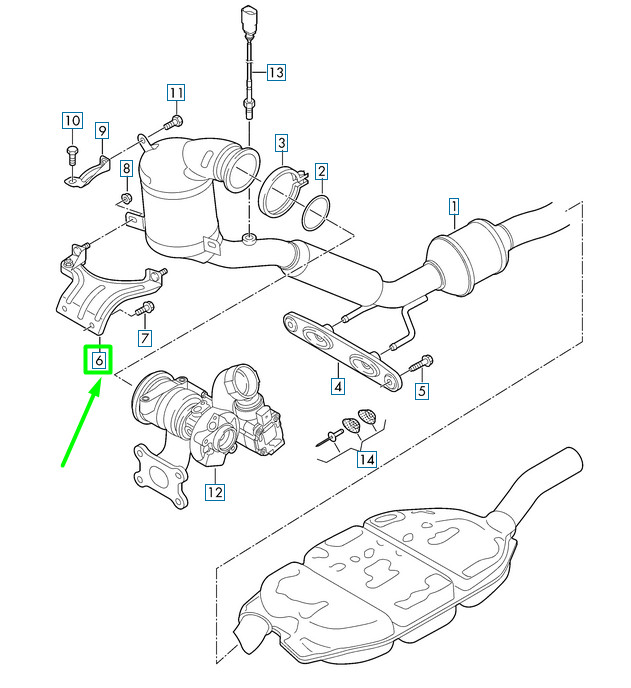 Support de tuyau d'échappement Volkswagen Passat B8 3G 5Q0253249A
