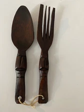 Antique Wood Miniature Hand Carved? Spoon Fork