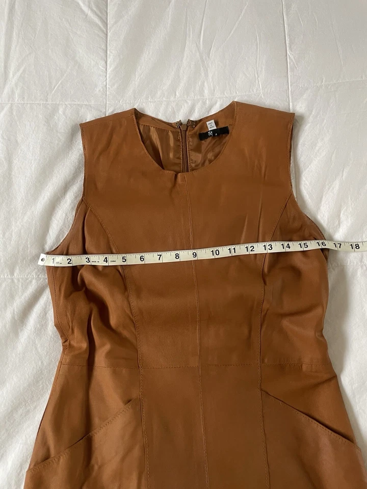 Vintage SAS Cognac Brown Genuine Leather Dress Size 4 - Image 4 of 4