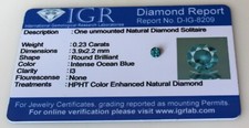 Diamant Intense Ocean Blue de 0,23 ct - Taille Rond Brillant - Certificat IGR