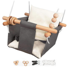 Baby Swing Seat with Safety Belt, Indoor Outdoor Canvas Hanging Swing for Kids