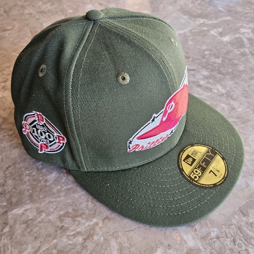 Philadelphia Phillies 100 Yr Anniversary Army Green 59FIFTY Fitted Hat 7 1/8 - 第 1/6 張圖片