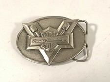 Harley Davidson Cycles Vintage V Twin Pewter Belt Buckle Display Made In USA