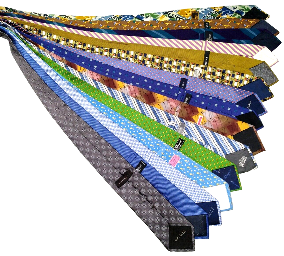 116) LOT OF 15 CANALIFERRAGAMOHUGO BOSS MEN'S TIE 100 SILK MADE IN