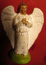 SANTON PROVENCAL ancien ANGE debout AILES déployées signé CANUT R. H: 8 cm