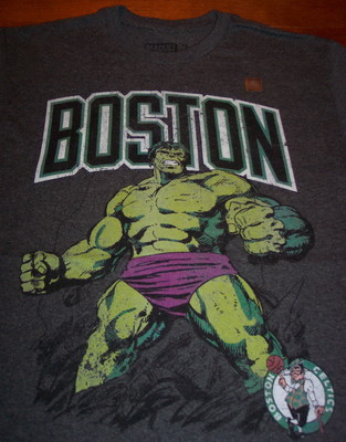 BOSTON CELTICS NBA THE INCREDIBLE HULK MARVEL COMICS T-Shirt MENS SMALL NEW