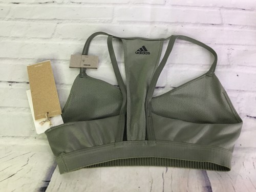 adidas All Me 3-Stripes Mesh Sports Bra Bralette Legacy Green Black Womens XS - Picture 2 of 12