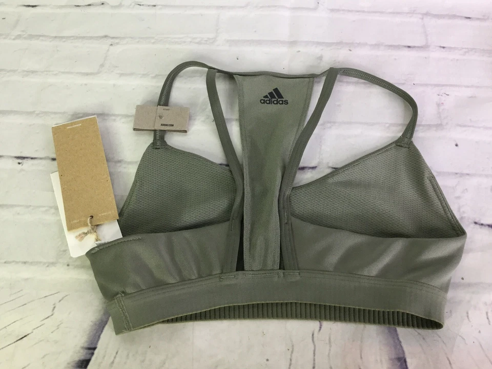 Спортивный бюстгальтер Adidas All Me с 3 полосками сетчатый унаследованный зеленый черный женский XS - Изображение 2 из 4
