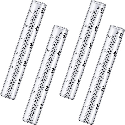 4 Pieces Capacity Rain Gauge Glass Tube Replacement Rainfall Test Tube with Scal