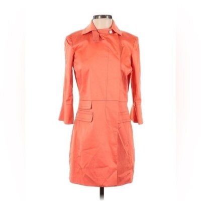 ETCETERA size 2 orange peach fitted trench coat in excellent condition