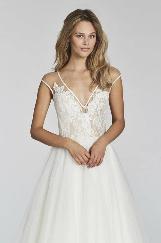 Vestido de novia Blush by Hayley Paige Val 12 encaje organza ilusión moderno 1703 EE. UU. Foto 4 de 4