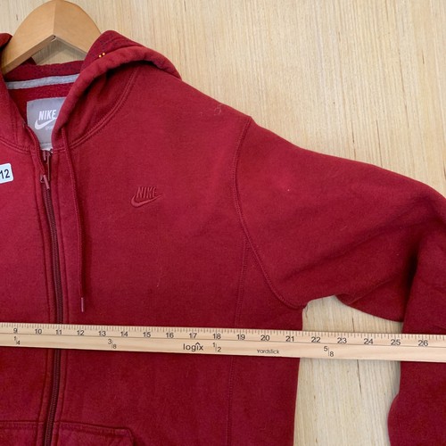 VTG Nike Hoodie Youth Large Red Long Sleeve Zip Up Grey Tag Boy's Y2K Sportwear - Picture 11 of 15