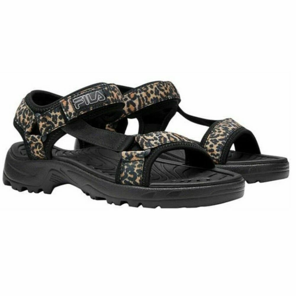 Fila Women s Andros Leopard Print Strap Sandals Lightweight Brown SZ 11