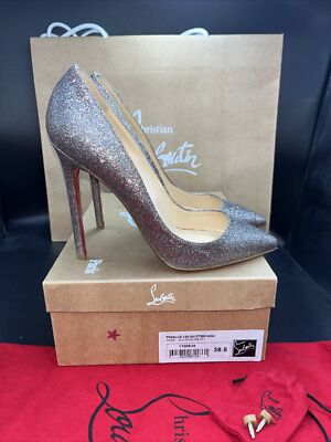 Christian Louboutin Pigalle 120 Silver Multicolour Glitter Heels Uk Eu 