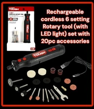 Hyper Tough Cordless Rotary Tool Set With 20pc Accessory Kit Featuring LED light