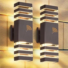 DASTOR 2 Pack Dusk to Dawn Light Fixture, Modern Wall Lights Brown Exterior S...