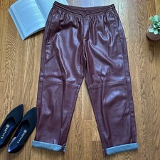MNG Burgundy Faux Leather Drawstring Pants SIZE MEDIUM