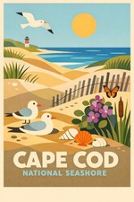 🌊 Póster Cape Cod National Seashore - Decoración retro - 24x36” - Papel 200 gsm🗞️